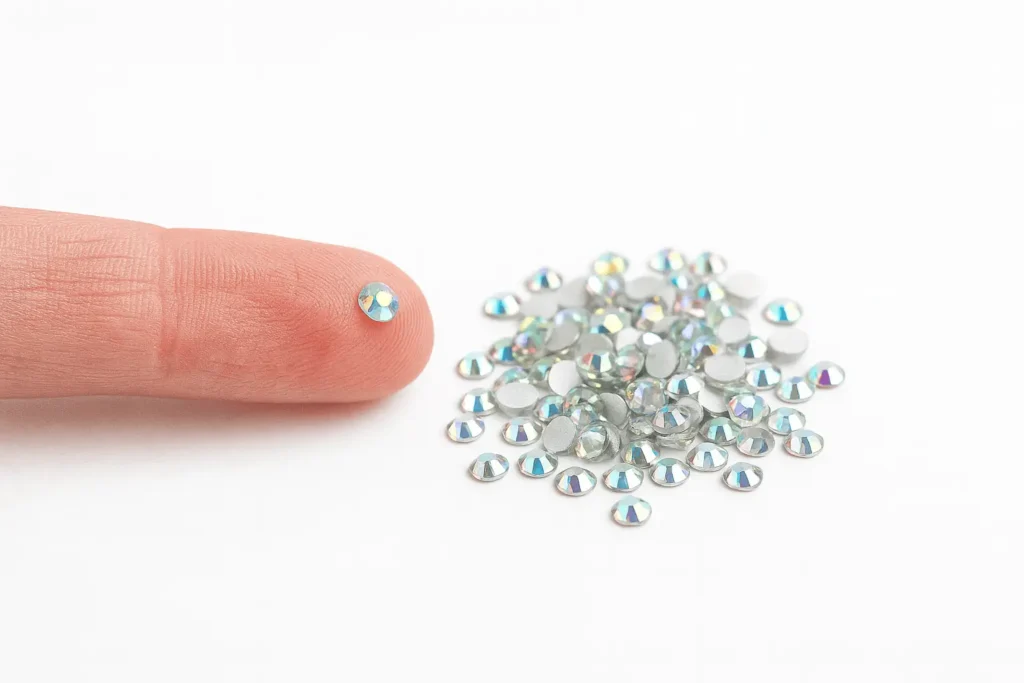 Paillettes iridescentes sur fond blanc